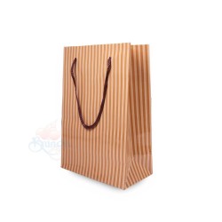Stripe Gift Paper Bag Small Brown - 10pcs