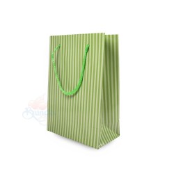 Stripe Gift Paper Bag Small Olive Green - 10pcs