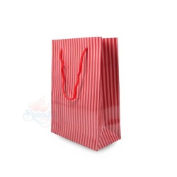 Stripe Gift Paper Bag Small Red - 10pcs