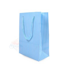Stripe Gift Paper Bag Small Sky Blue - 10pcs