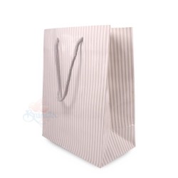Stripe Gift Paper Bag Medium Grey - 10pcs