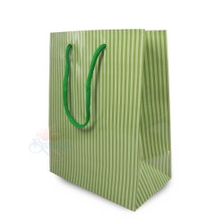 Stripe Gift Paper Bag Medium Olive Green - 10pcs