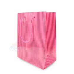 Stripe Gift Paper Bag Medium Pink - 10pcs