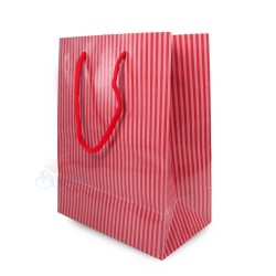 Stripe Gift Paper Bag Medium Red - 10pcs