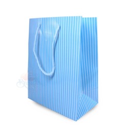 Stripe Gift Paper Bag Medium Sky Blue - 10pcs