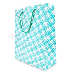 Cross Grid Gift Paper Bag Big Jade - 10pcs