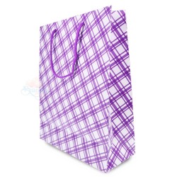 Cross Grid Gift Paper Bag Big Purple - 10pcs