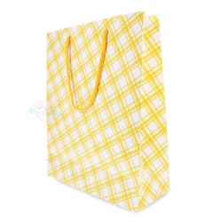 Cross Grid Gift Paper Bag Big Yellow - 10pcs