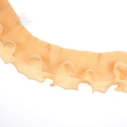 Chiffon Pleated Ruffle Trimming 2 Layer Gold Orange - 1 Meter