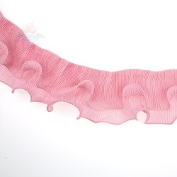Chiffon Pleated Ruffle Trimming 2 Layer Light Coral - 1 Meter