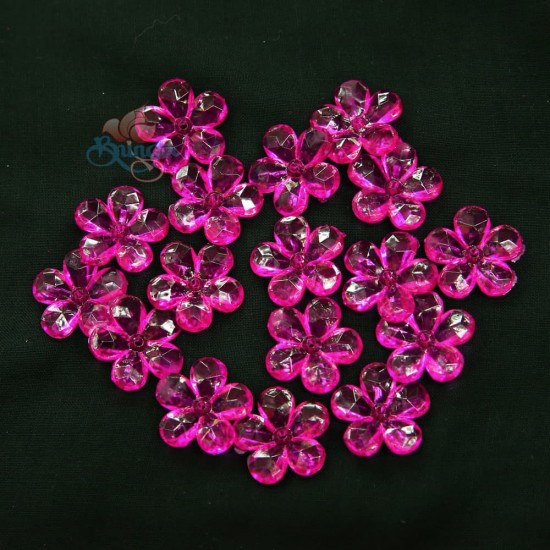  Acrylic Transparent Flower Bead 2.2cm - Shocking Pink (20gram/pack) #2653