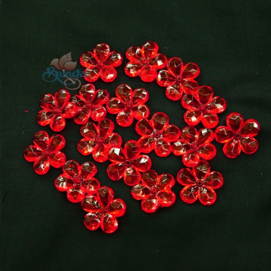 Acrylic Transparent Flower Bead 2.2cm - Red (20gram/pack) #2653 