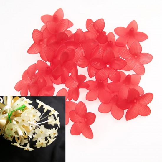 Manik Bunga Akrilik 3cm - Merah (20gram/pek) #2752