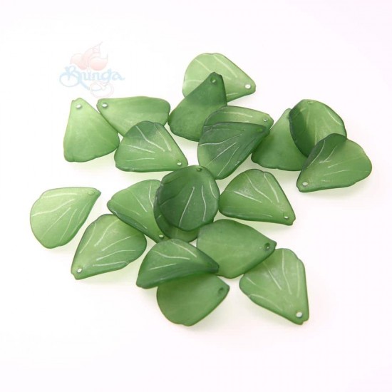 #0857 Acrylic Leaf Bead 2.5cm - Olive Green (20gram/pack)