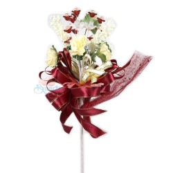 #2074 Wedding Flower Bunga Telur Beige Maroon - 10pcs/box