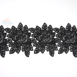 Lace Chemical Rose Flower Black - 1 Meter 3034 