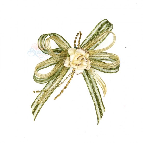 (RF19) Decoration Flower Brooch Cream Olive Green - 1 Pcs