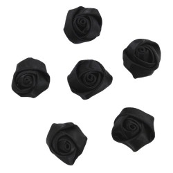 Flower Satin Rose Black #580 - 10pcs