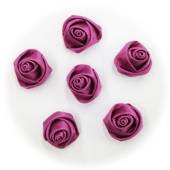 Bunga Rose Satin Magenta Terang #A37 - 10pcs