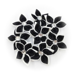 Flower Satin Stone Black #580 - 6pcs