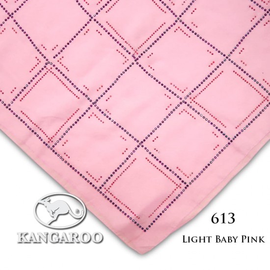 #613 CZ Crystal & Kangaroo Premium Voile Scarf Tudung Bawal Plain 45" Light Baby Pink