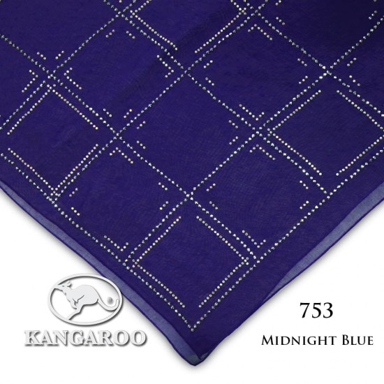  CZ Crystal & Kangaroo Premium Voile Scarf Tudung Bawal Plain 45" Midnight Blue #753