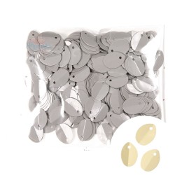 Folded Sequin Oval 9mmx13mm Light Grey - 1 Pack
