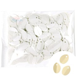 Folded Sequin Oval 9mmx13mm White - 1 Pack