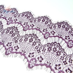  French Lace Fabric 2 Layers Dark Purple Black - 3 Meters #2001