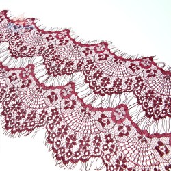 #2001 French Lace Fabric 2 Layers Maroon - 3 Meters