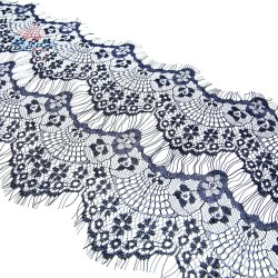  French Lace Fabric 2 Layers Navy Blue - 3 Meters #2001