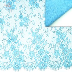  French Lace Fabric Wide 60 inchSky Blue - 3 Meters #5001