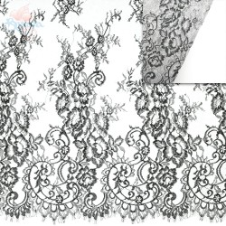 French Lace Fabric 60" Wide Black - 3 Meters #4988 
