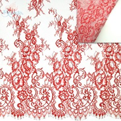 French Lace Fabric 60" Wide Red - 3 Meters #4988 
