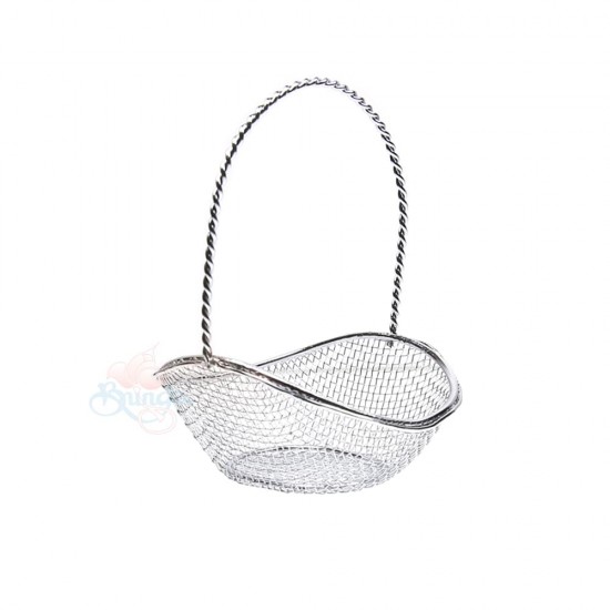 Small Curved Oval Iron Gift Basket Silver - 12pcs