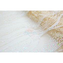 Kain Renda Glitter Putih Beige #701 - 1 Meter GL29 