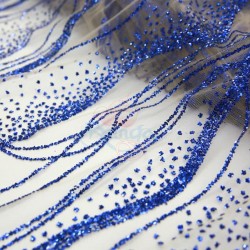 Glitter Lace Fabric Blue #558 - 1 Meter GL29 
