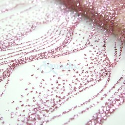Glitter Lace Fabric Light Magenta  #515 - 1 Meter GL29 