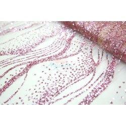 Kain Renda Glitter Magenta Muda #515 - 1 Meter GL29 