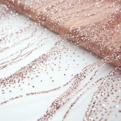 Glitter Lace Fabric Rose Gold #RG - 1 Meter GL29 