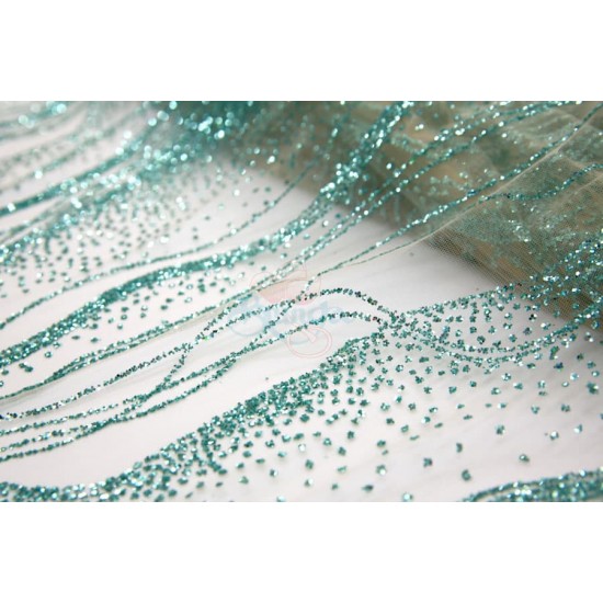 Kain Renda Glitter Turquoise #547 - 1 Meter GL29 