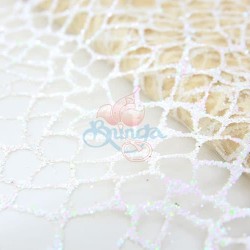 Glitter Lace Fabric Beige White #701 - 1 Meter GL32 