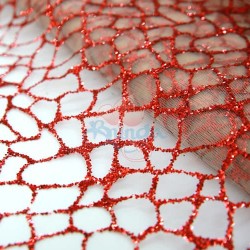 Glitter Lace Fabric Red #519 - 1 Meter GL32 