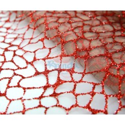 Kain Renda Glitter Merah #519 - 1 Meter GL32 