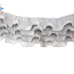 Chiffon Pleated Ruffle Trimming 4 Layer Lace Grey - 1 meter