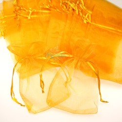 Small Organza Pouch Gold Orange (9cm x 14.5cm) - 50pcs
