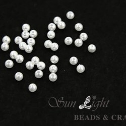 3mm Sun Light Pearl Bead White - #WHT