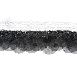 Lace Round Feather Black - 1 Meter