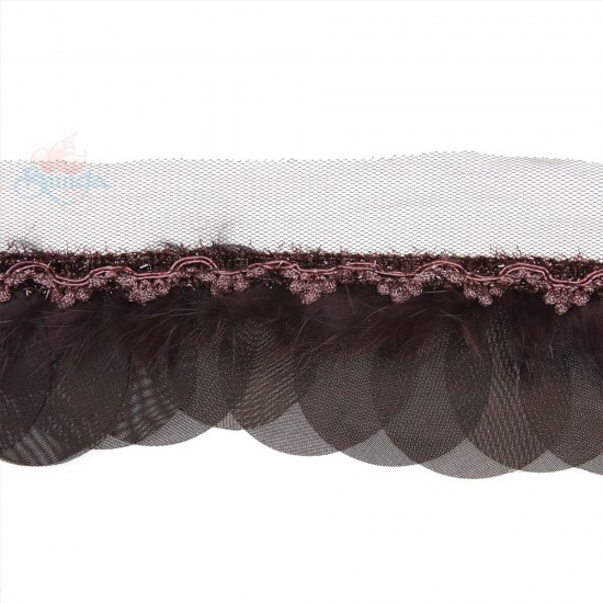 Lace Round Feather Brown - 1 Meter