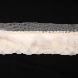 Round Feather Trimming Lace Cream - 1 Meter